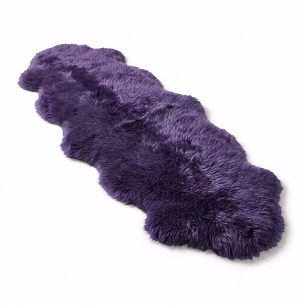Infinity Leather Large Natural Wool Sheepskin Rug, Purple, W: 180 cm, D: 60 cm – 2