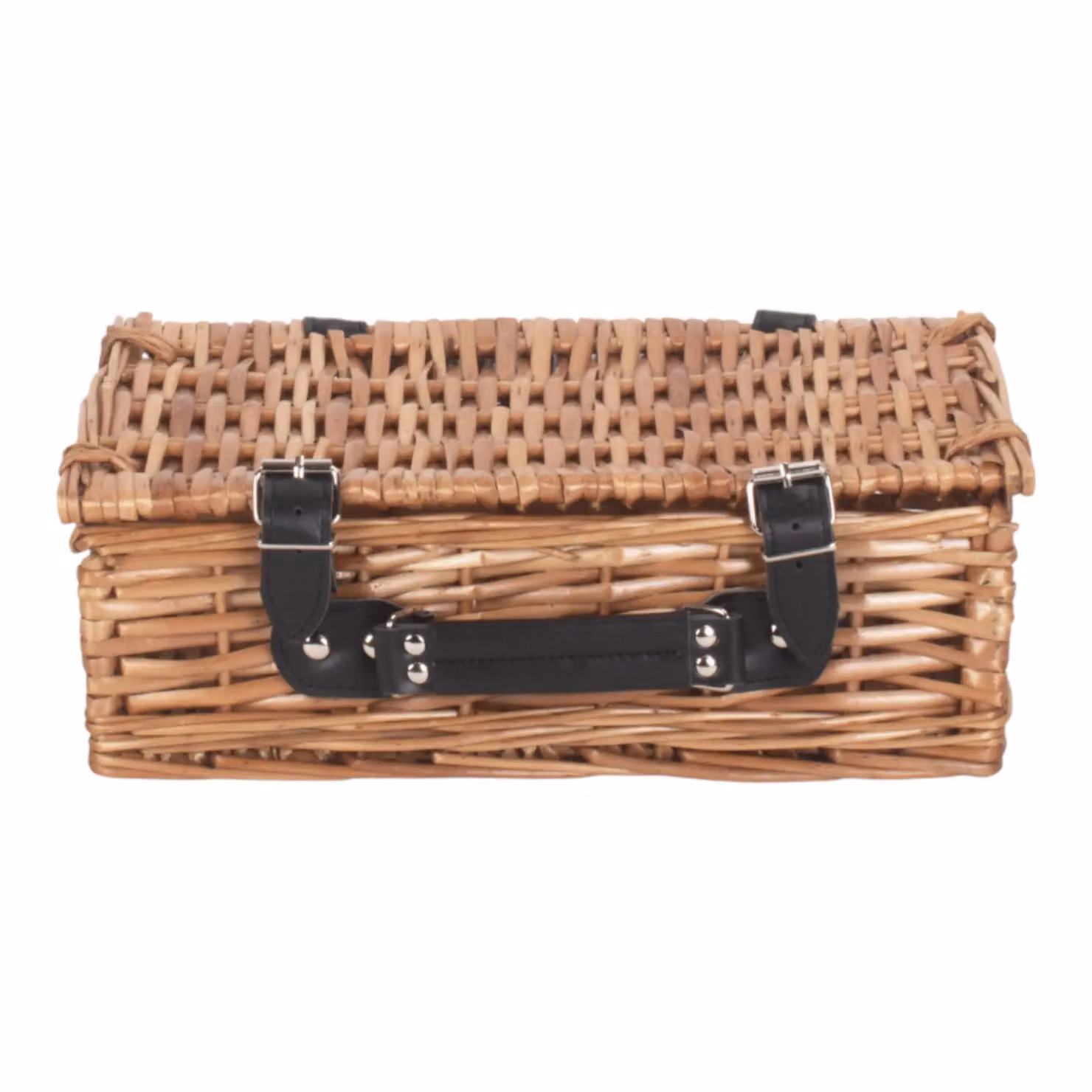 Red Hamper Small Open Weave Wicker Rattan Packaging Basket in Brown and Red, W/D/H: 19.0 x 11.0 x 19.0 cm – 2