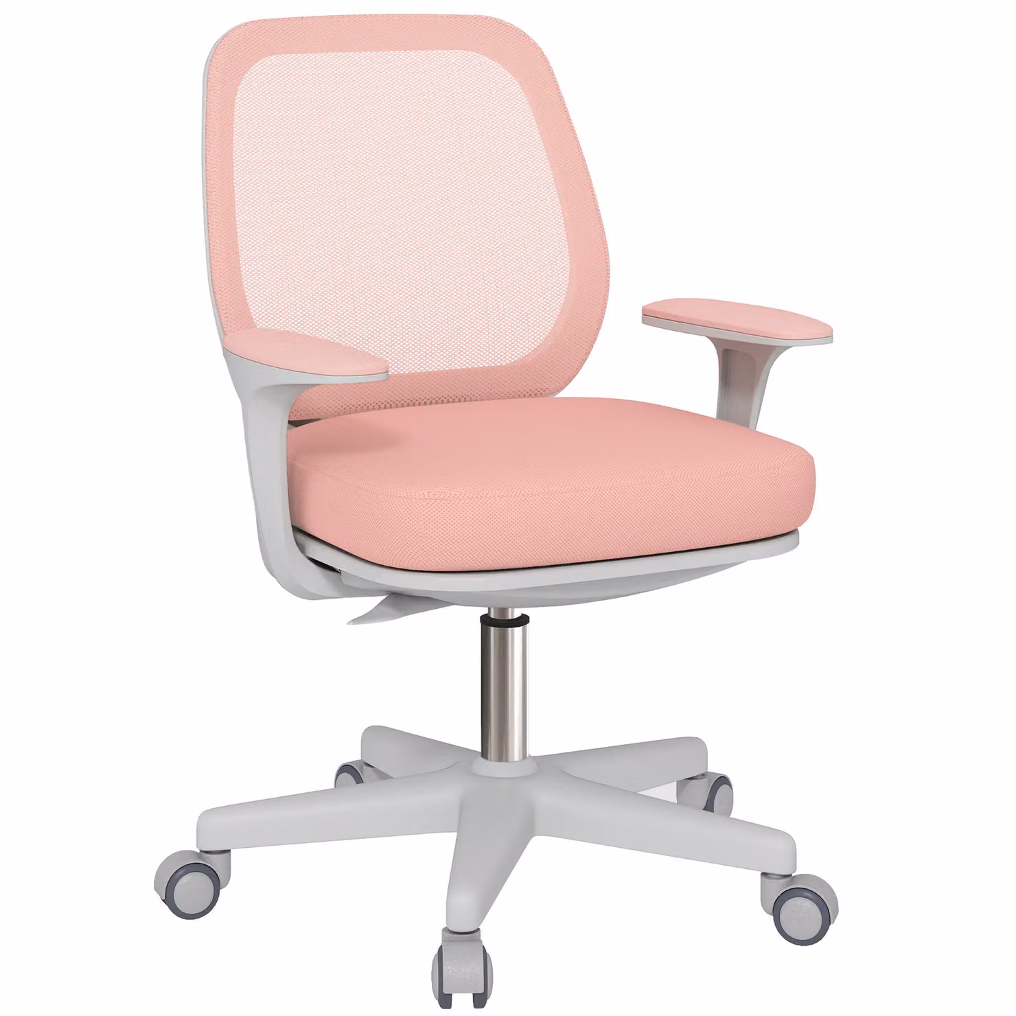 VINSETTO Pink Mesh and Fabric Swivel Task Office Chair with Armrests and Castors – 2