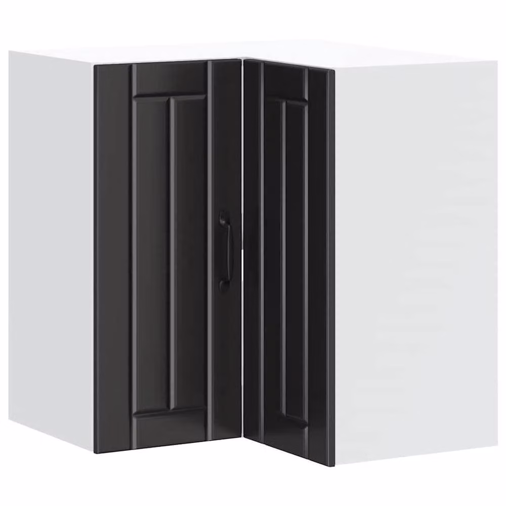 Berkfield Home Lucca Black Wall Mounted Corner Kitchen Cabinet in Matt MDF, W/D/H: 30.0 x 57.0 x 60.0 cm – 2