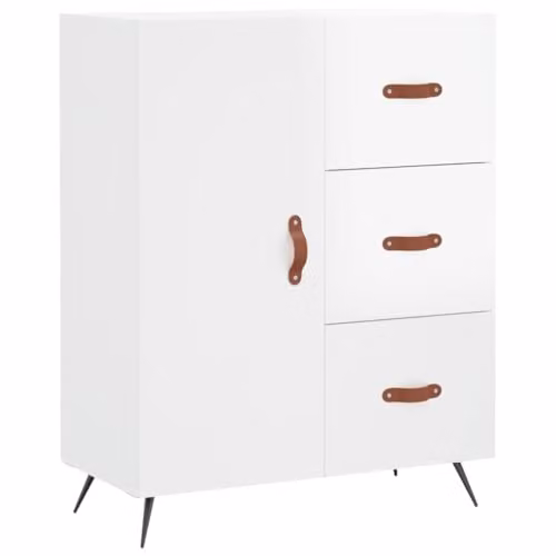 vidaXL High Gloss White Sideboard in Engineered Wood, W/D/H: 69.5 x 34 x 90 cm