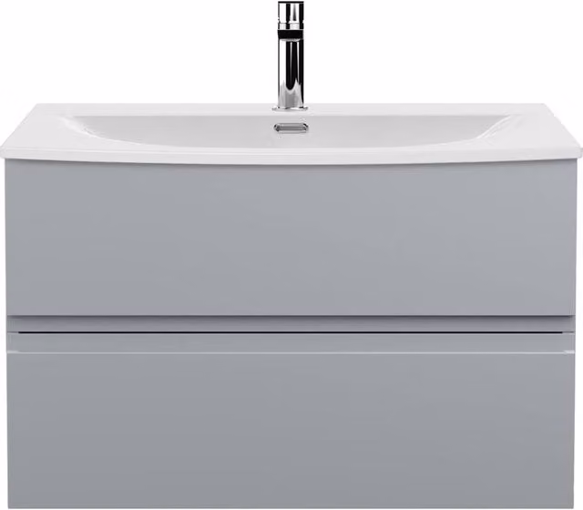 Balterley Mavesyn 2 Drawer Wall Hung Vanity Basin Unit, Satin Grey, Width: 80 cm