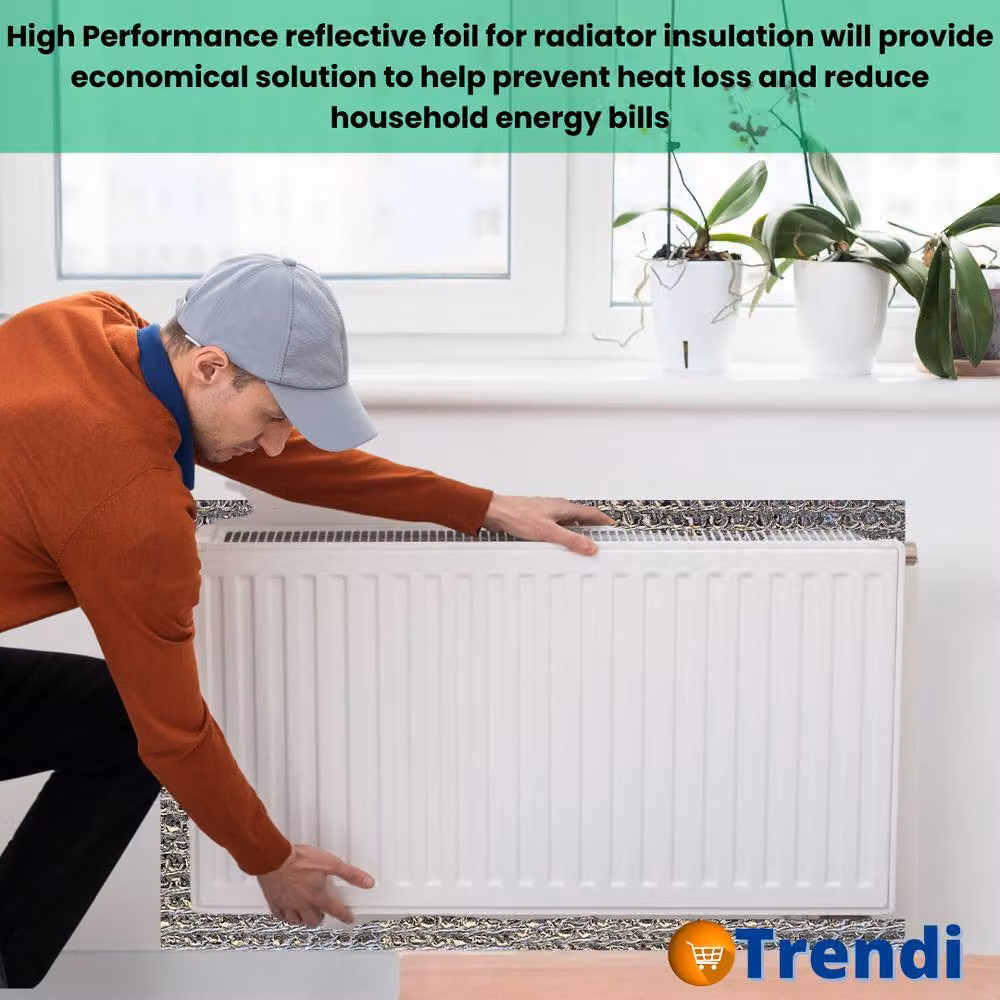 Trendi Reflective Radiator Foil Insulation Heat Saver Roll, Silver, W: 67.5 cm, H: 1000 cm – 4