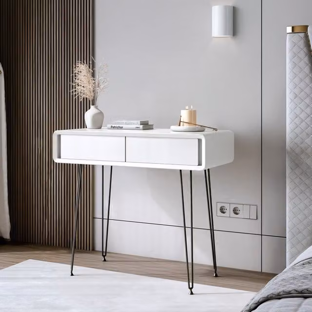 CARME Industrial Dressing Table in White, Black and Grey