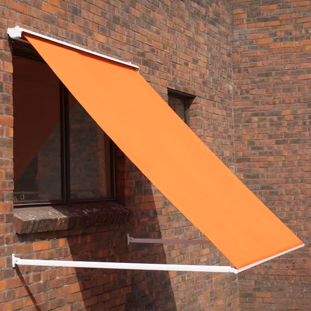 Primrose 3.0m Drop Arm Half Cassette Window Awning in Terracotta Orange Polyester