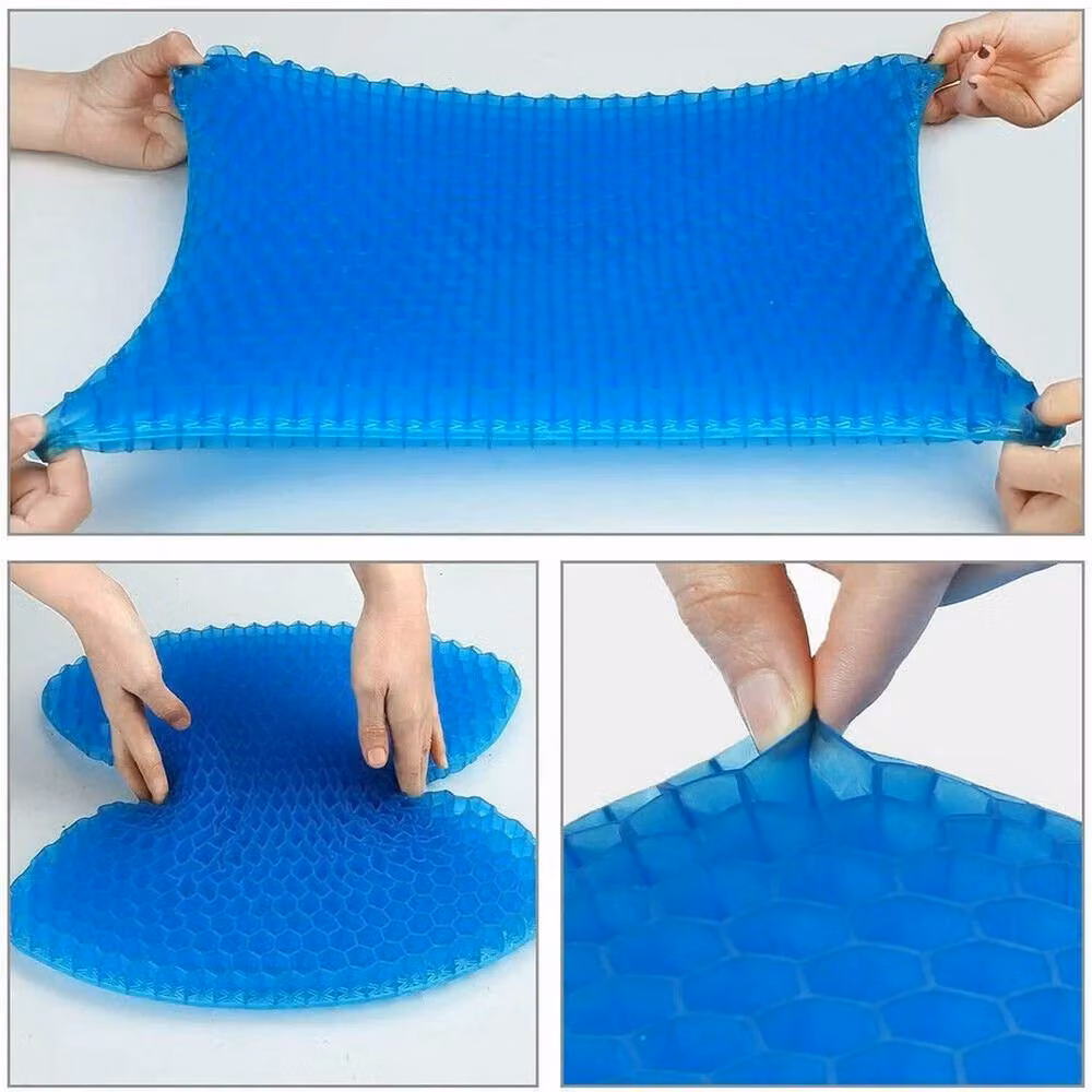 FLAVORA Double Thick Honeycomb Gel Seat Cushion with Removable Cover, Blue, W: 100 cm x D: 100 cm x H: 1 cm – 2