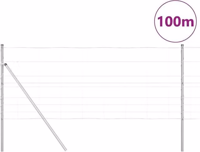 Berkfield Home Modern Field Fence, Galvanised Steel, Silver, 1 x 100 m – 1
