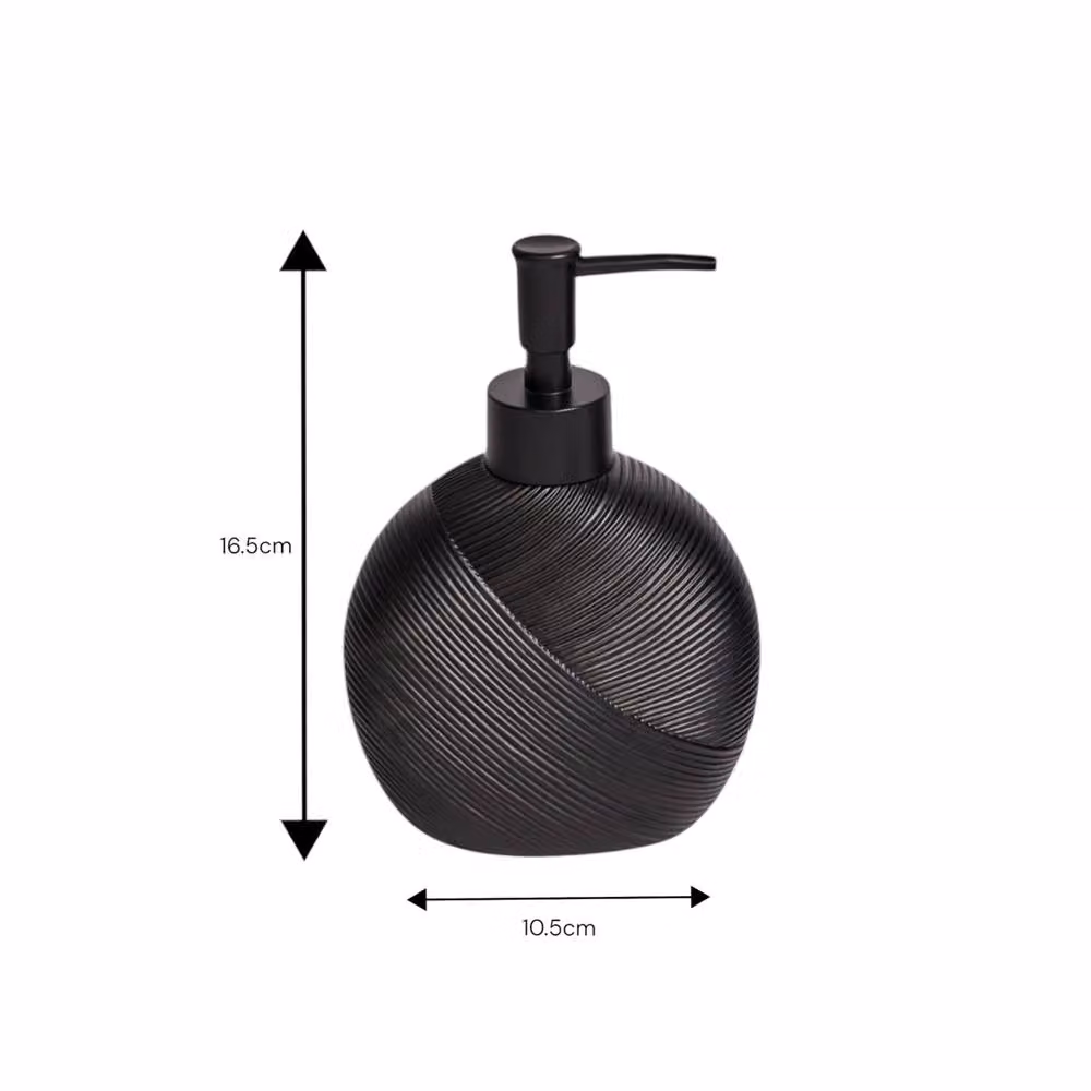 Showerdrape Ripple Black and White Bathroom Accessory Set with Soap Dispenser and Toothbrush Holder – 2