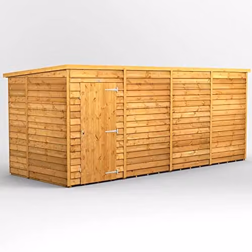 Powersheds Premium Pent Overlap Wooden Shed in Brown, Windowless, with 10 mm Extra Thick Timber, W: 190.81 cm, D: 202.82 cm, H: 190.81 cm – 1