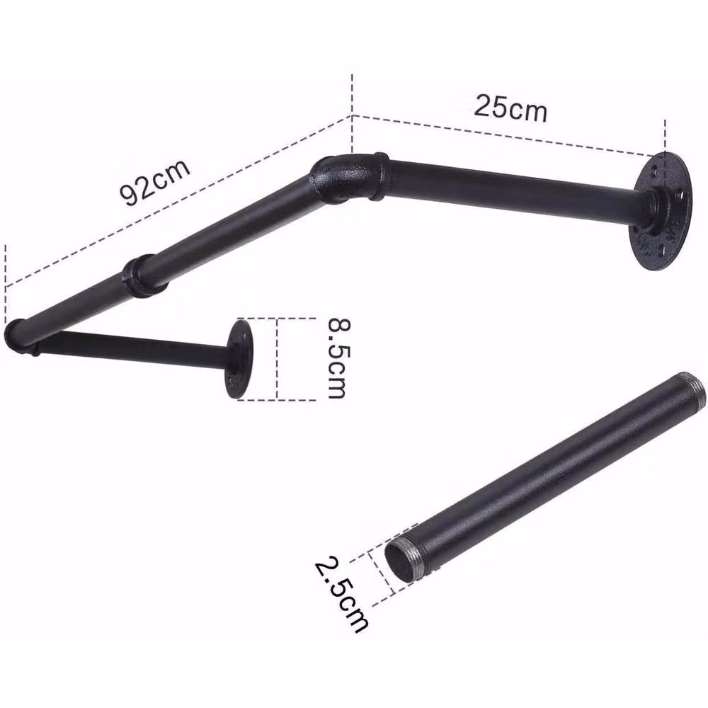 FLAVORA Industrial Metal Clothes Rail in Matt Black, Height: 92 cm – 2
