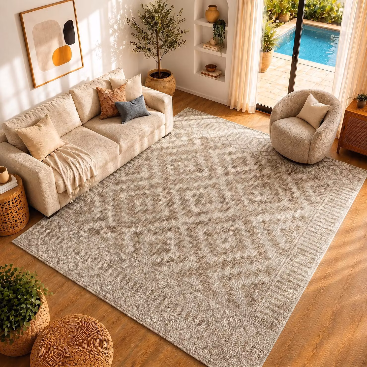Livabliss Tuareg-Global Modern Graphic Indoor and Outdoor Rug in Beige, W: 200 cm, D: 275 cm – 3