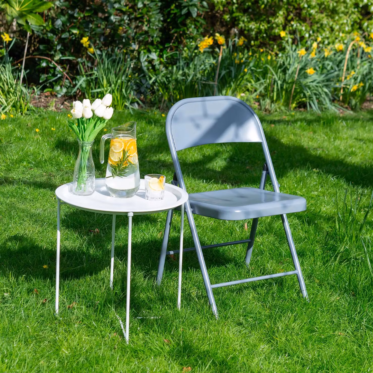 Harbour Housewares Metal Folding Chairs, Pack of 4, Grey – 2