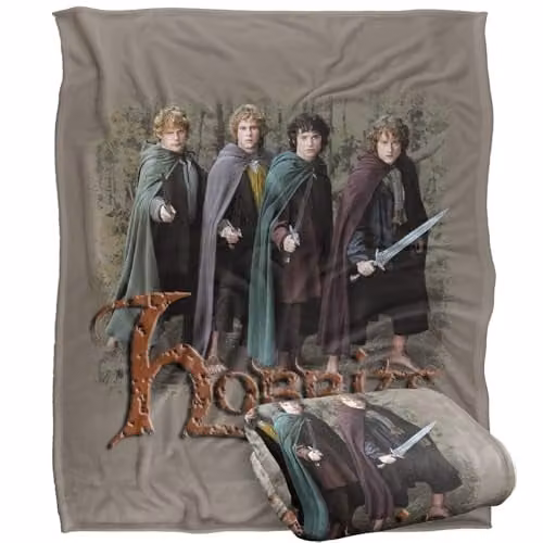LOGOVISION Lord of the Rings Fellowship Hobbits Super Soft Silky Touch Fleece Throw Blanket, Multicolour, W: 152.0 cm, D: 127.0 cm