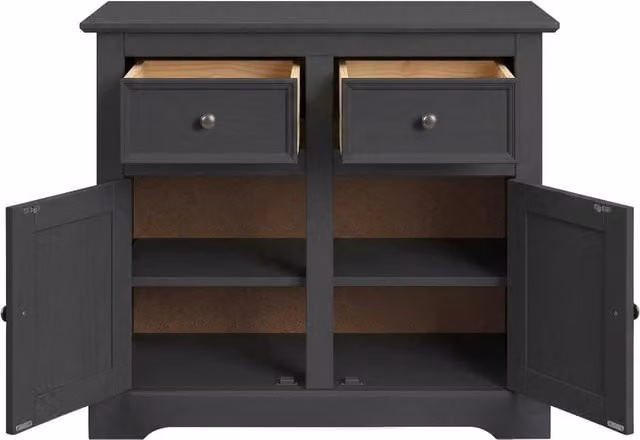 NESTLUNE Country Sideboard 2 Door 2 Drawer Black Solid Wood Pine W/D/H: 100 x 15 x 15 cm – 1
