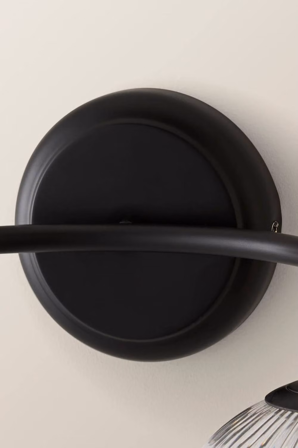 ValueLights Kempton 2 Arm Wall Light with Transparent Ribbed Glass Globe Shade in Black – 3