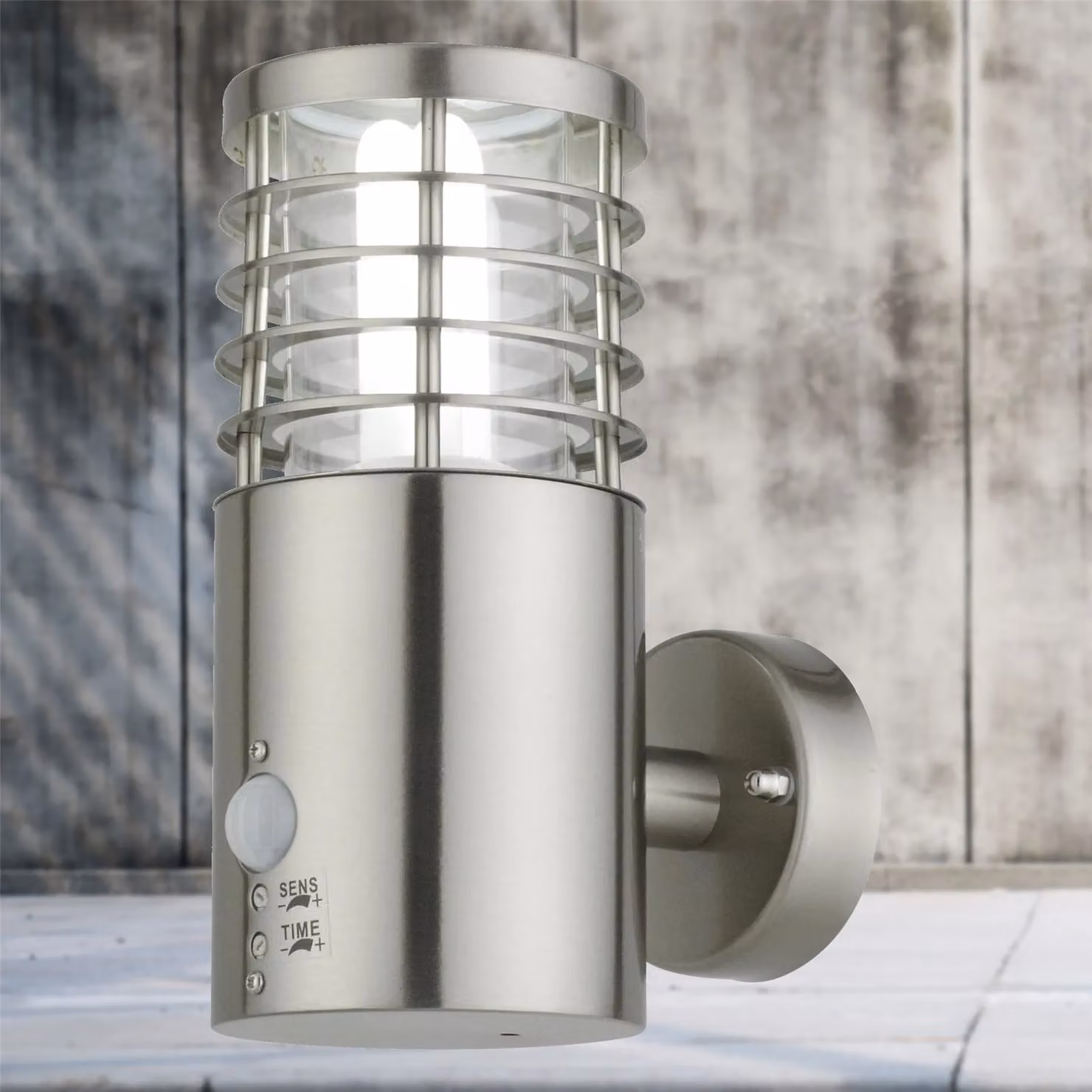 First Choice Lighting Bloom Set of 2 Silver Brushed Stainless Steel Outdoor Motion Sensor LED Path Lights – 5