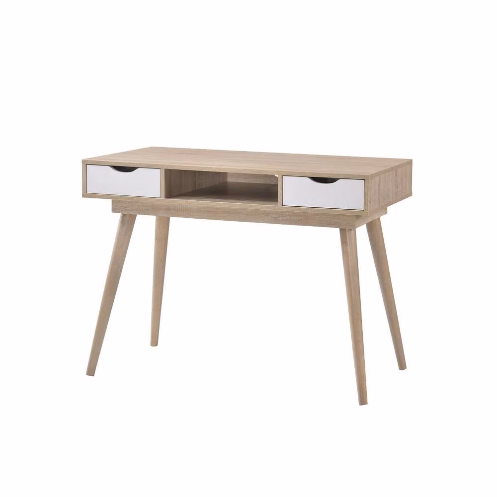 Timber Art Design Scandinavian 2 Drawer Computer Desk in Light Oak, W/D/H: 110 x 50 x 78 cm – 2