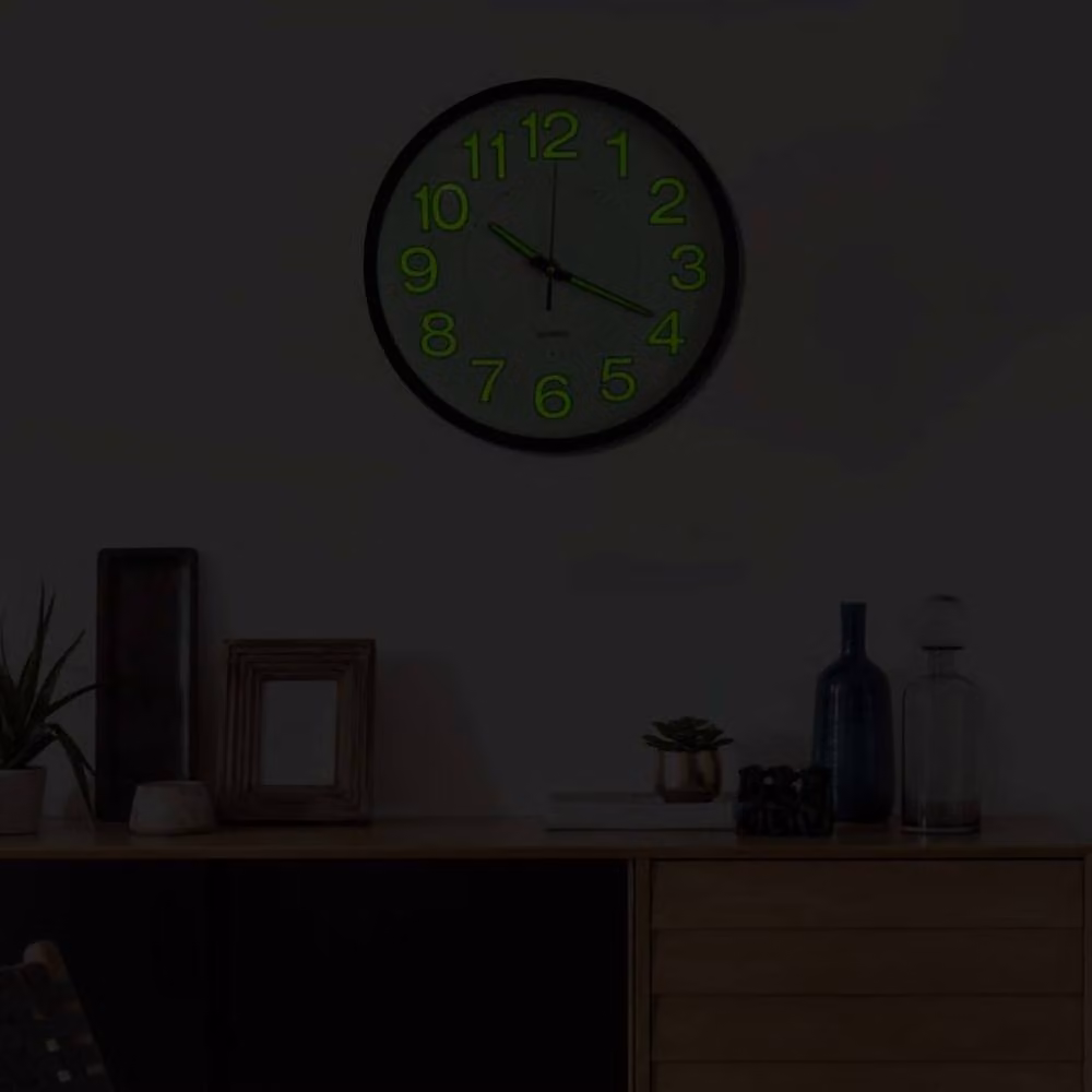 Berkfield Home Luminous Round Analog Wall Clock in Black, Diameter: 30 cm – 3