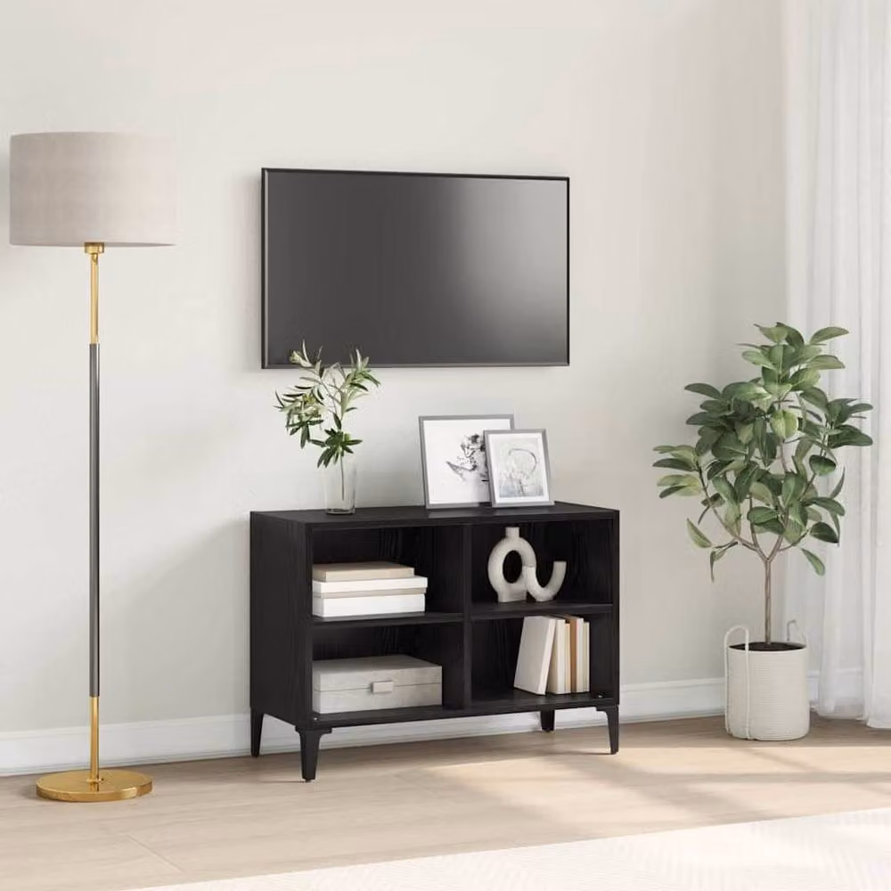 Berkfield Home Modern Black Oak Entertainment Centre in Engineered Wood – 2