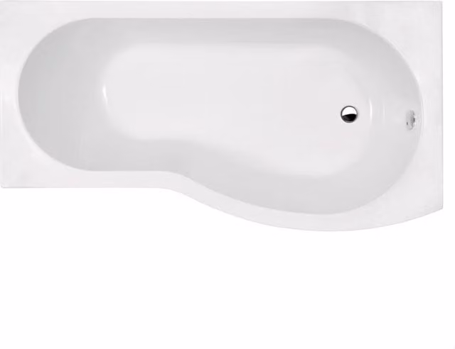 Balterley D-shaped Acrylic Shower Bath, Right Hand, White, Length: 170 cm