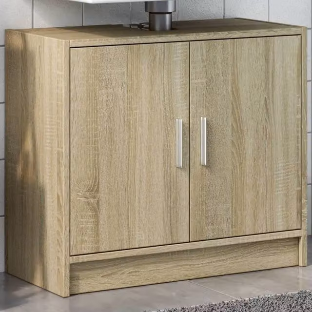 Berkfield Home Sonoma Oak Sink Cabinet in Light Tan, W/D/H: 63 x 29 x 55 cm – 1