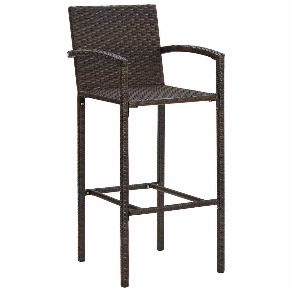 Berkfield Home Set of 4 Brown Poly Rattan and Steel Bar Stools – 3