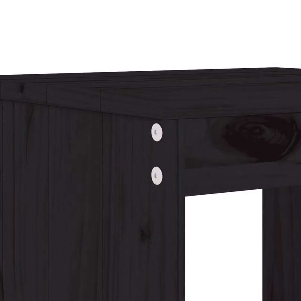 Berkfield Home Set of 2 Black Rustic Garden Stools in Solid Pine Wood, W/D/H: 40 x 36 x 45 cm – 6