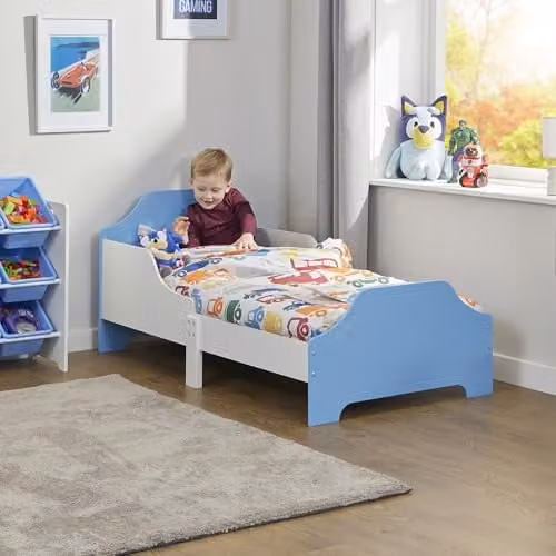 Liberty House Toys Two Tone Toddler Bed in White and Blue, W/D/H: 140 x 70 x 60 cm – 1