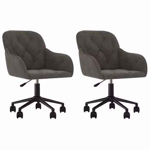 vidaXL Set of 2 Modern Swivel Dining Chairs in Dark Grey Velvet with Metal Frame, W/D/H: 55 x 59.5 x 77 cm – 1
