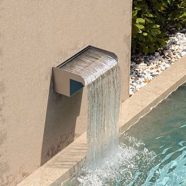 Livingandhome Stainless Steel Rectangular Garden Water Curtain Cascade Waterfall Spout in Silver, W: 20 cm, D: 13 cm, H: 13 cm