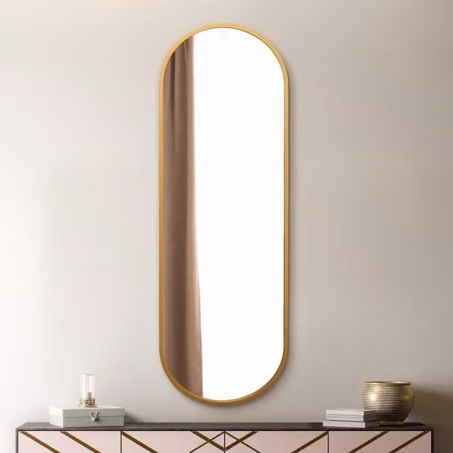 MirrorOutlet The Vultus Metal Framed Double Arched Mirror in Gold, Height: 180 cm