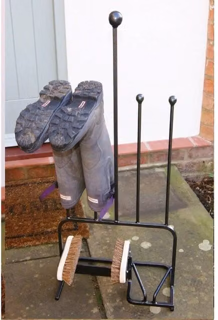 Poppyforge 2 Pair Boot Centre Steel Wellie Stand in Black, W43.2 x D23.0 x H88.9 cm