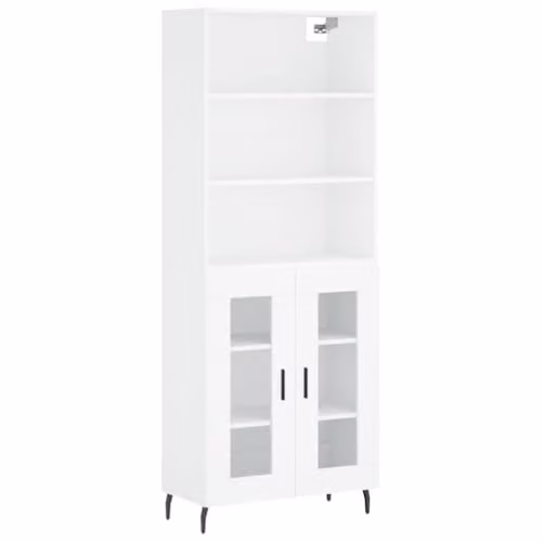 vidaXL Modern White Highboard in MDF and Metal, W/D/H: 69.5 x 34.0 x 180.0 cm – 1
