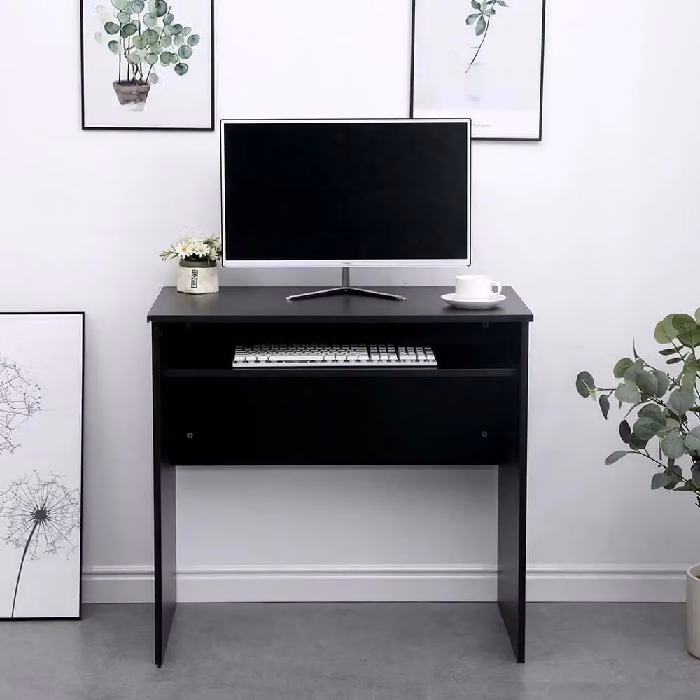 Home Source Compact Computer Desk in Black, W: 80 cm, D: 48 cm, H: 75 cm – 2
