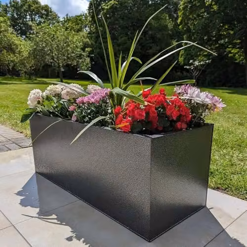Access Garden Products Galvanised Steel Trough Planter in Silver and Black, W: 100 cm, D: 40 cm, H: 40 cm – 2