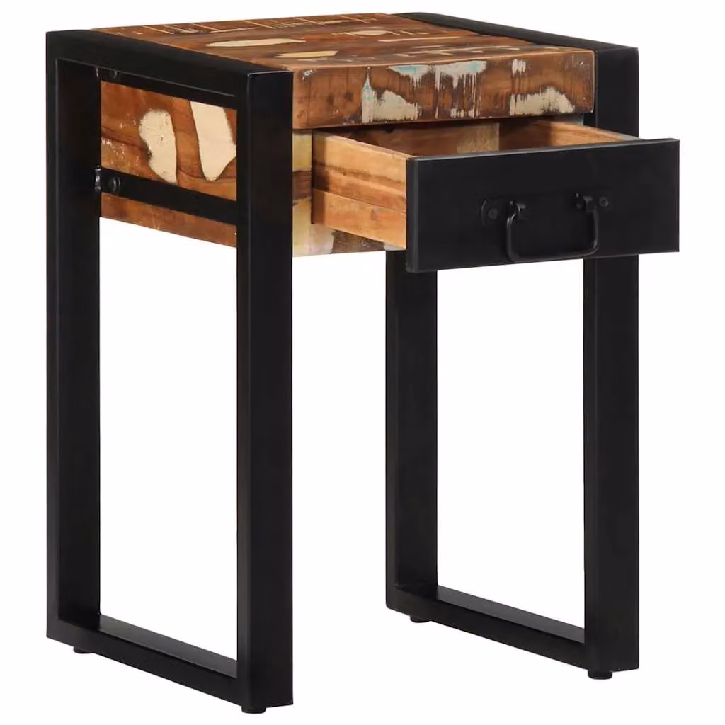 Berkfield Home Multicolour Reclaimed Solid Wood Side Table, W/D/H: 35 x 35 x 50 cm – 3