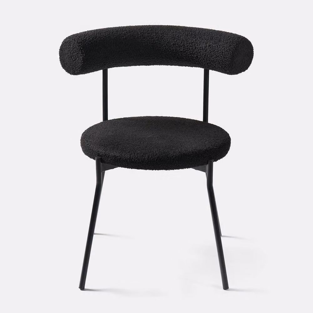OHS Modern Boucle Accent Dining Chair with Padded Seat and Black Metal Legs – 3