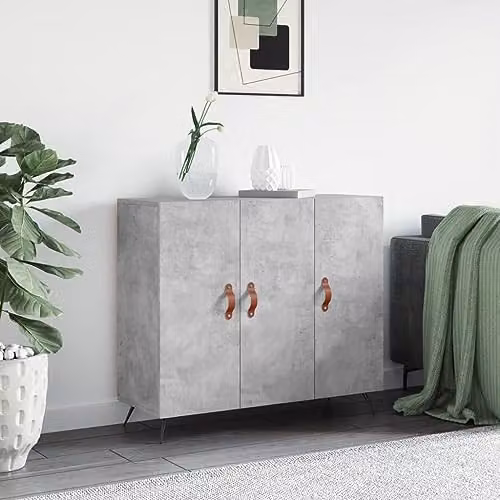 vidaXL Modern Sideboard in Concrete Grey, W/D/H: 90 x 34 x 80 cm – 2
