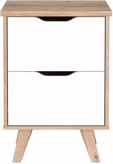 Haven Matt White Oak 2 Drawer Bedside Table in Light Oak – 1