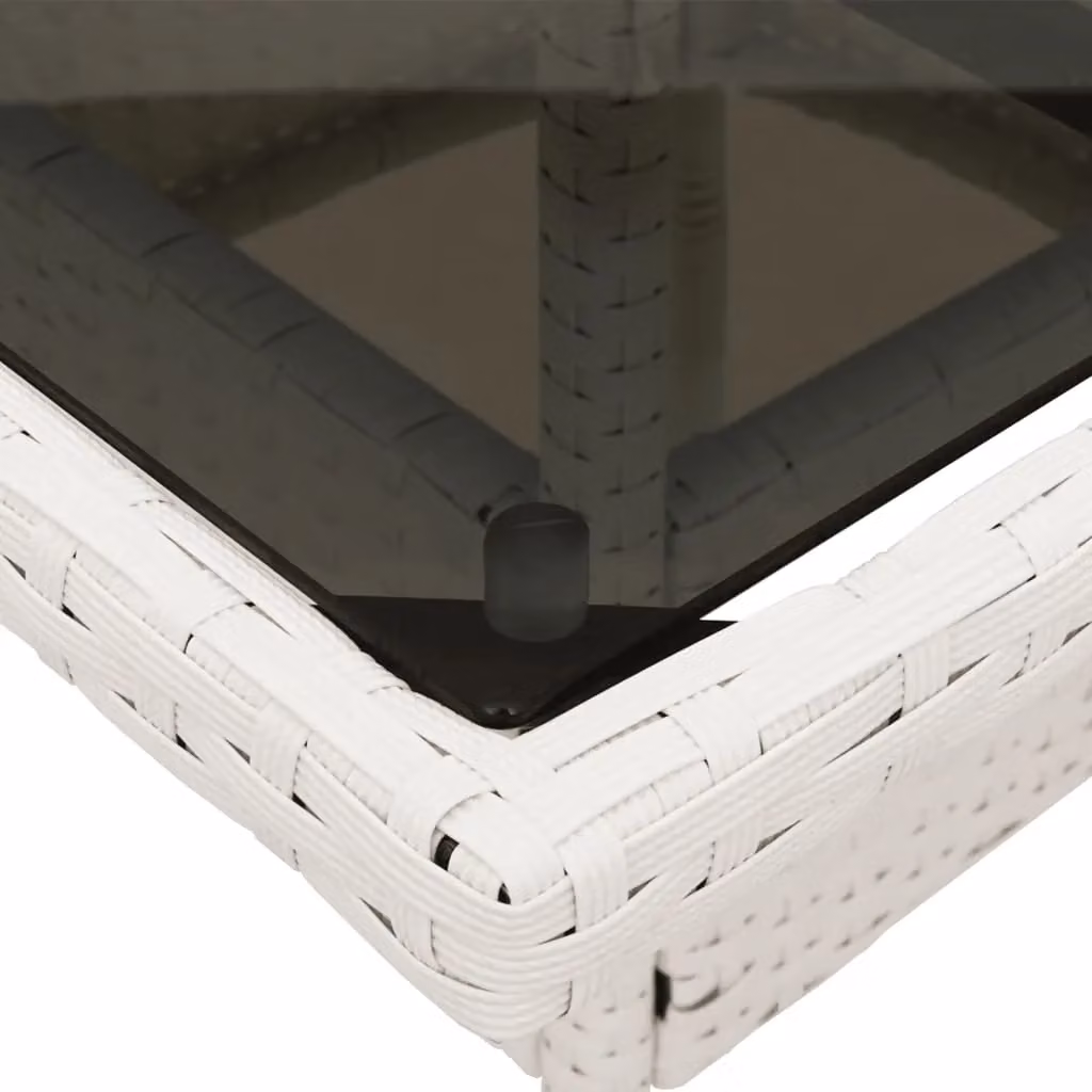 Berkfield Home White Poly Rattan Garden Table with Glass Top, W/D/H: 80 x 80 x 75 cm – 4