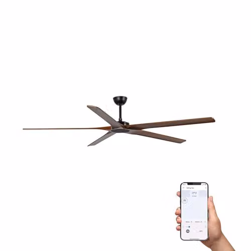 Faro Barcelona Bigwood XL Ceiling Fan with 5 Blades in Black and Brown with App Control