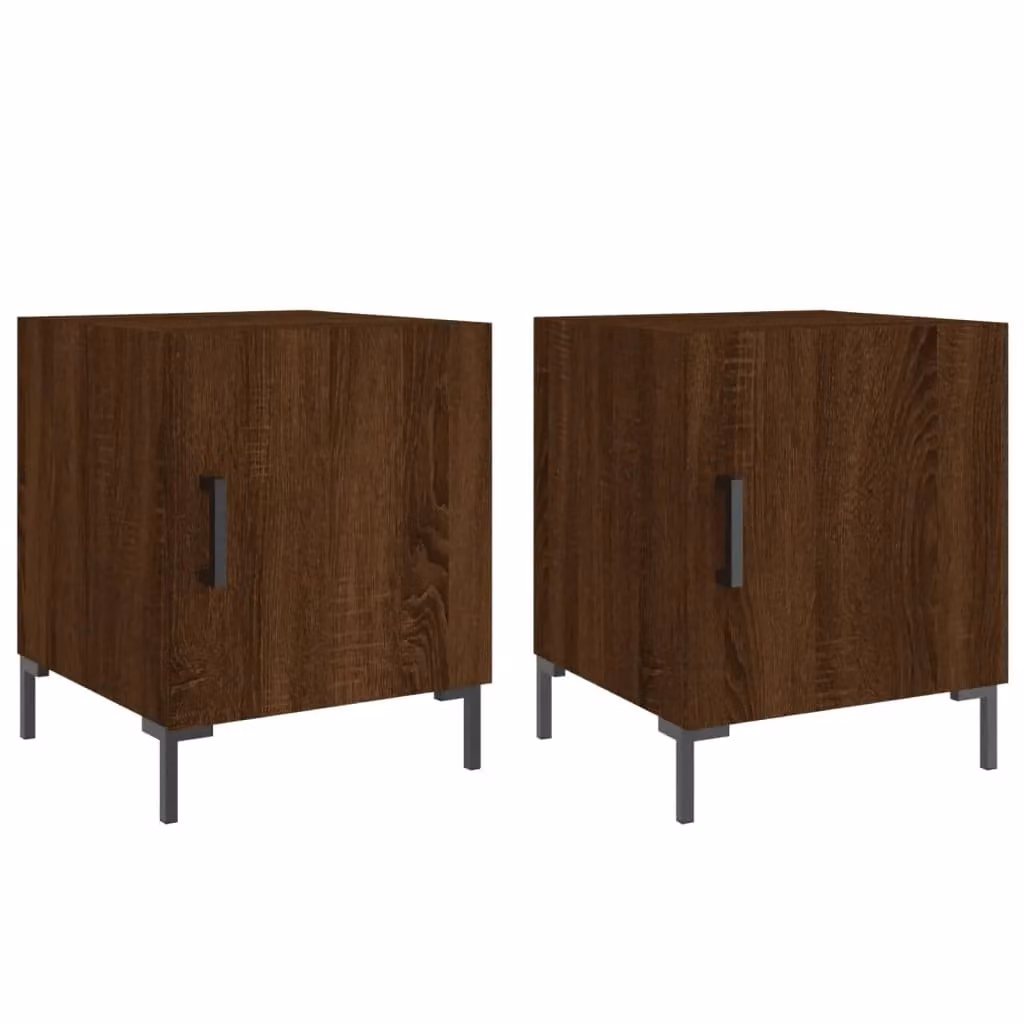 Berkfield Home Set of 2 Modern Bedside Cabinets in Brown Oak, W/D/H: 40 x 40 x 50 cm – 1