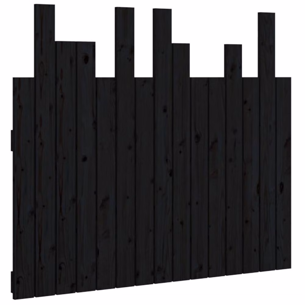 Berkfield Home Black Solid Wood Pine Wall Headboard, W: 95.5 cm, D: 3 cm, H: 80 cm – 3