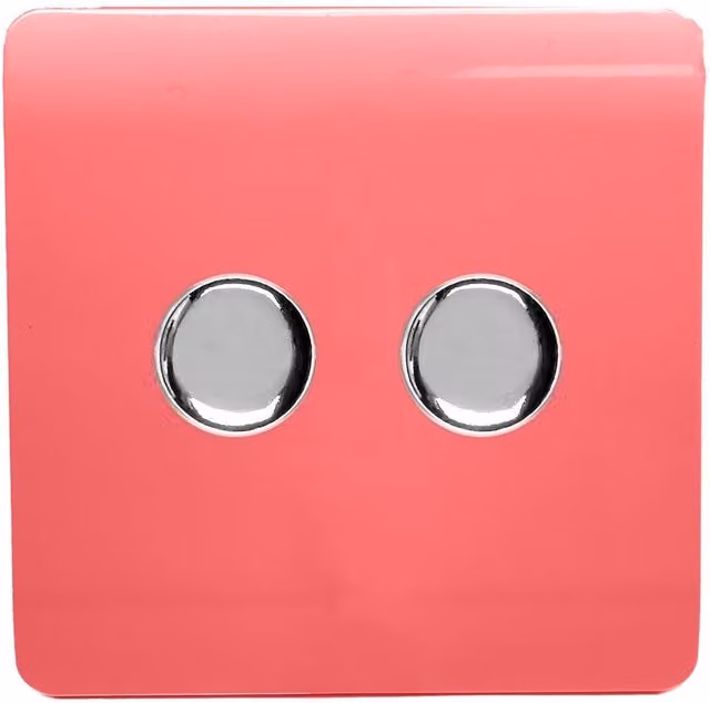 Trendi Modern Glossy Tactile 2 Gang 2 Way LED Dimmer Switch in Strawberry Red