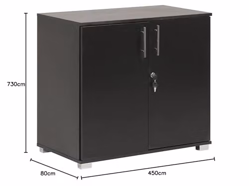 MMT Furniture Designs Ltd Black Lockable 2 Door Storage Cabinet with Adjustable Internal Shelves, H 75 cm x W 80 cm x D 45 cm – 3