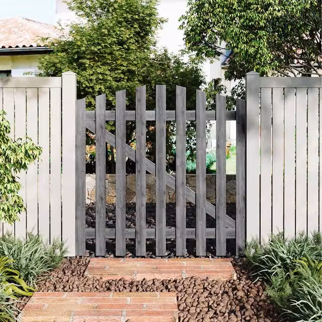 Komore Grey Damp-Proof Spruce Wood Garden Fence Gate with Latch, Width: 120 cm