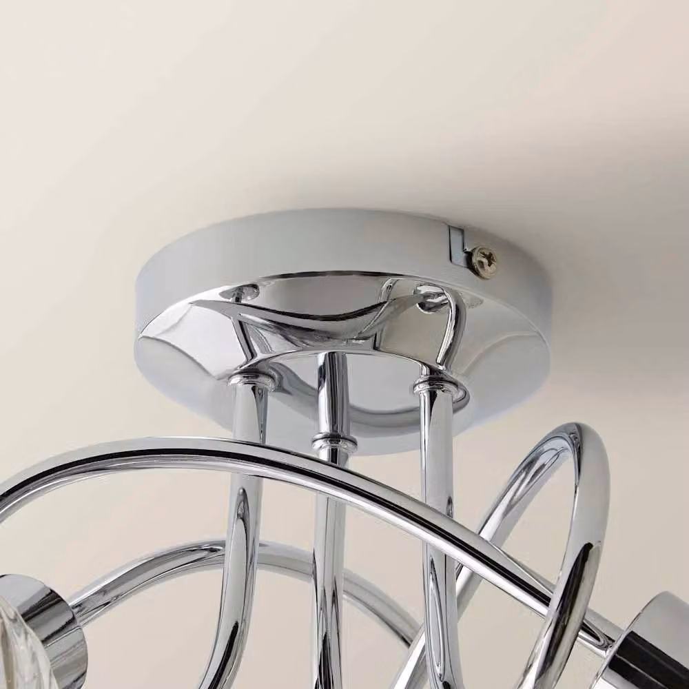 Nordara MiniSun Modern Round LED Ceiling Light in Chrome and Silver with Transparent Glass – 3