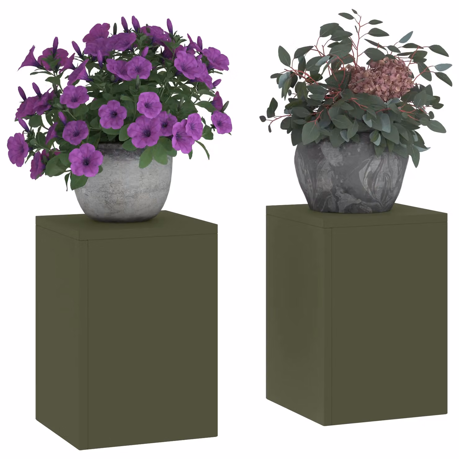 Berkfield Home Outdoor Plant Stand Pillar Set of 2, Green Steel, W/D/H: 24 x 24 x 35 cm – 3