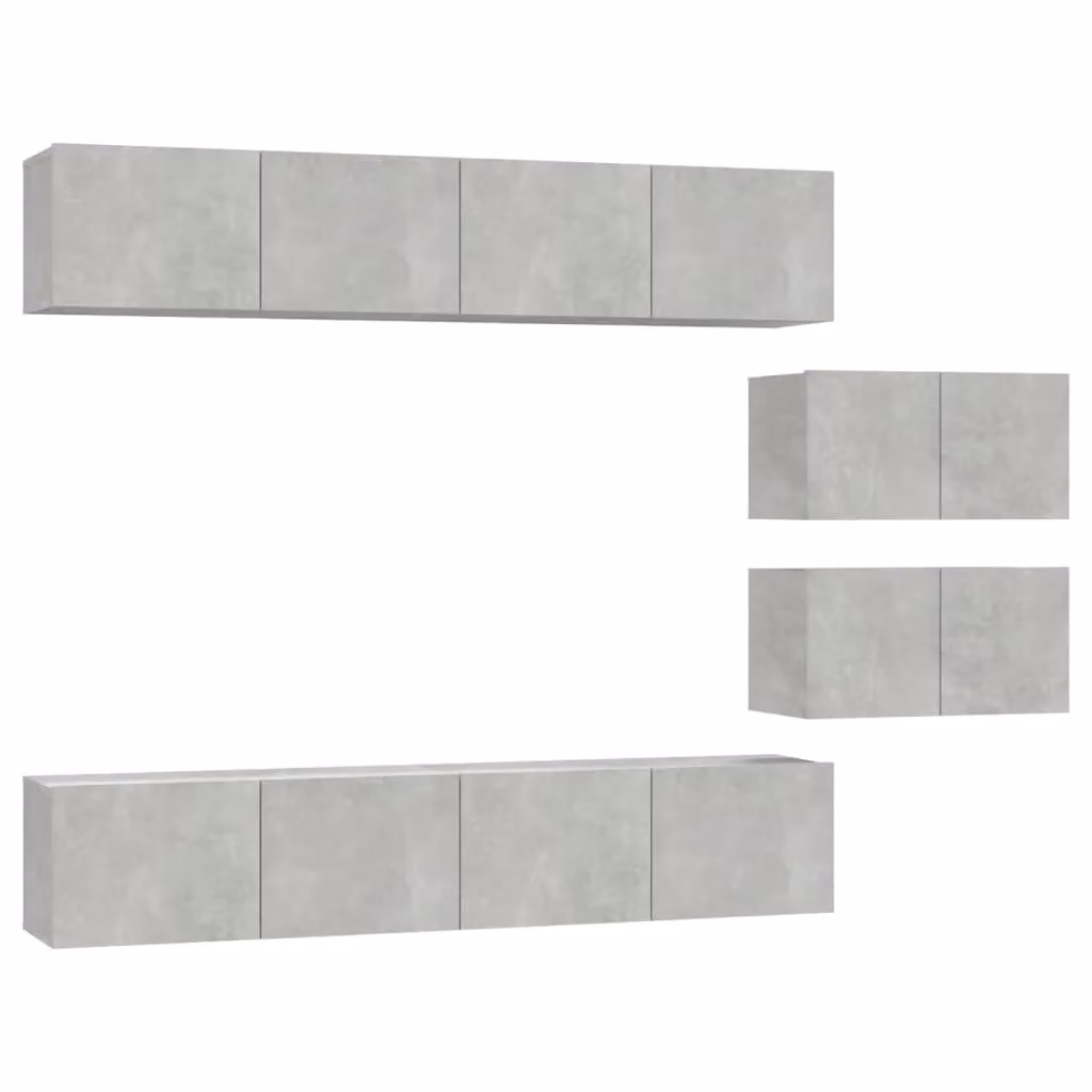 Berkfield Home 6 Piece Classic TV Cabinet and Lowboard Set in Matt Concrete Grey – 2