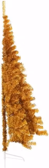 Berkfield Home Beautiful Gold Artificial Half Christmas Tree with Stand, Height: 240 cm